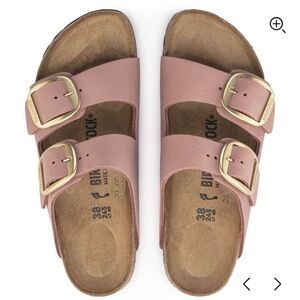 Birkenstock Arizona Big Buckle — Rose with Gold — Size 42